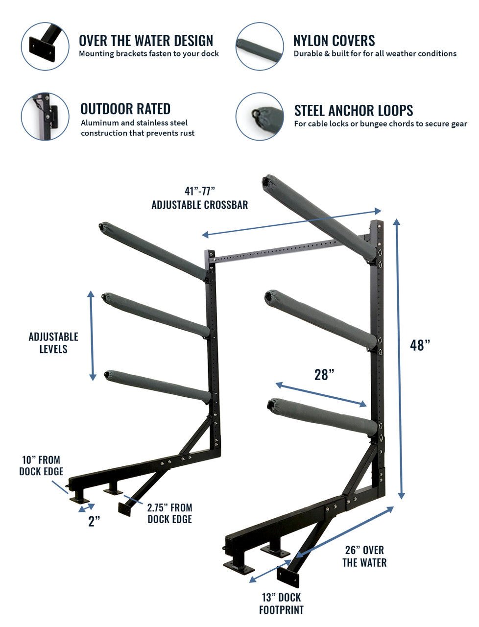 StoreYourBoard - G-Kayak Dock Storage Rack | Adjustable Levels | Over The Water - Angler's Pro Tackle & Outdoors