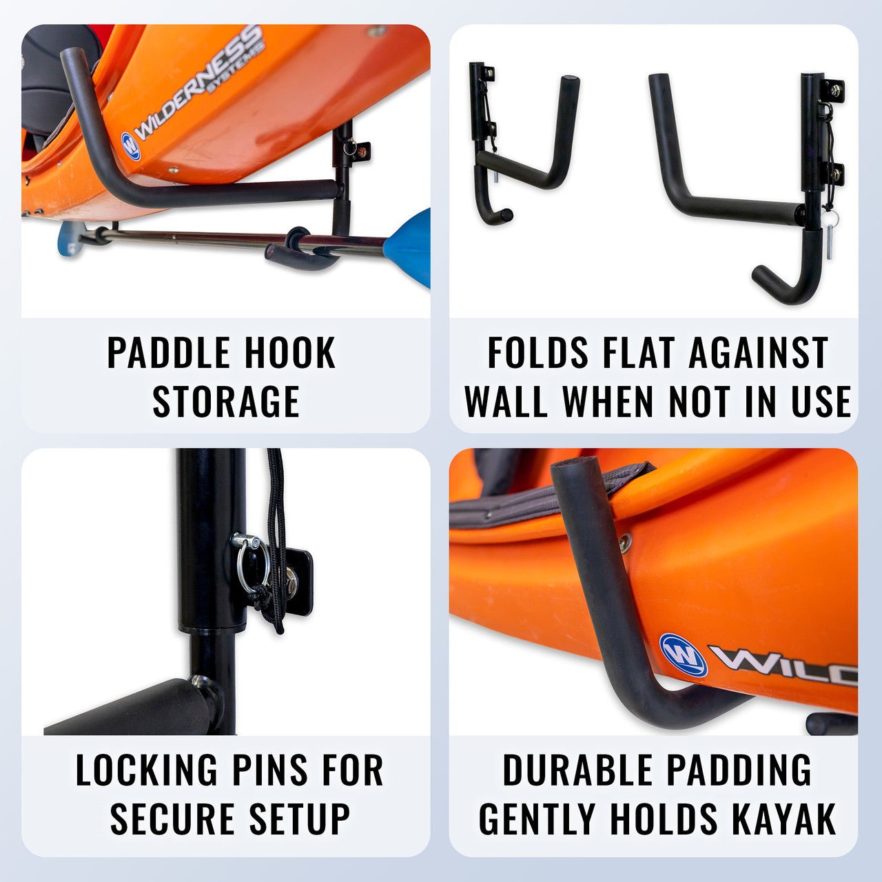 StoreYourBoard - Indoor-Outdoor Swivel Kayak Wall Rack | Foldable Wall Mount | Holds 100 lbs - Angler's Pro Tackle & Outdoors