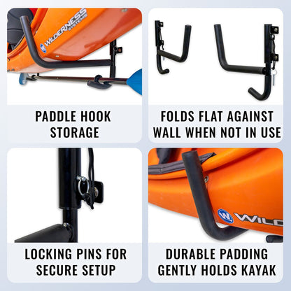 StoreYourBoard - Indoor-Outdoor Swivel Kayak Wall Rack | Foldable Wall Mount | Holds 100 lbs - Angler's Pro Tackle & Outdoors