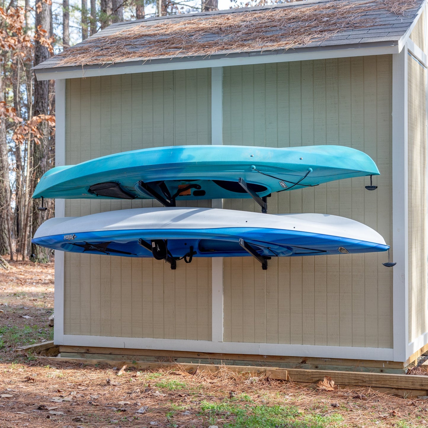 StoreYourBoard - Outdoor Kayak Storage Rack | 2 Level Adjustable Wall Mount - Angler's Pro Tackle & Outdoors