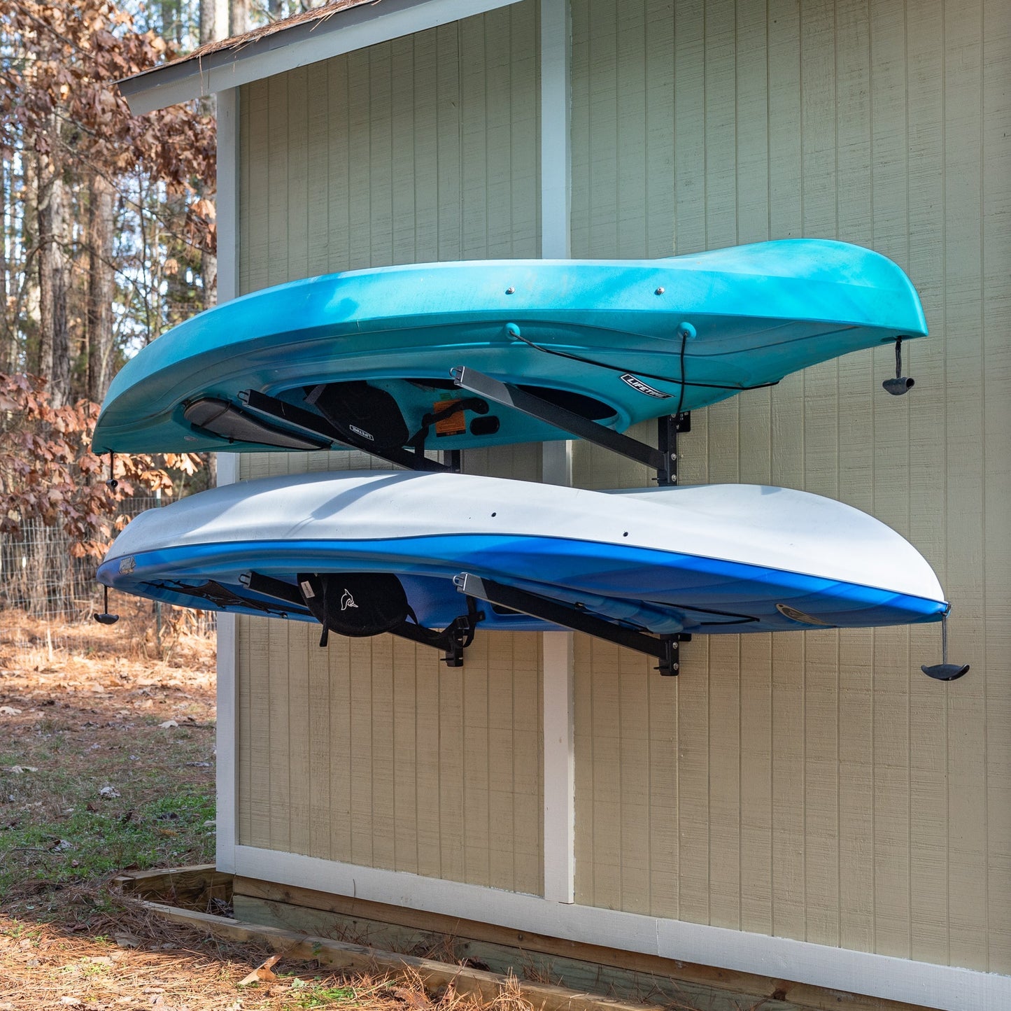 StoreYourBoard - Outdoor Kayak Storage Rack | 2 Level Adjustable Wall Mount - Angler's Pro Tackle & Outdoors