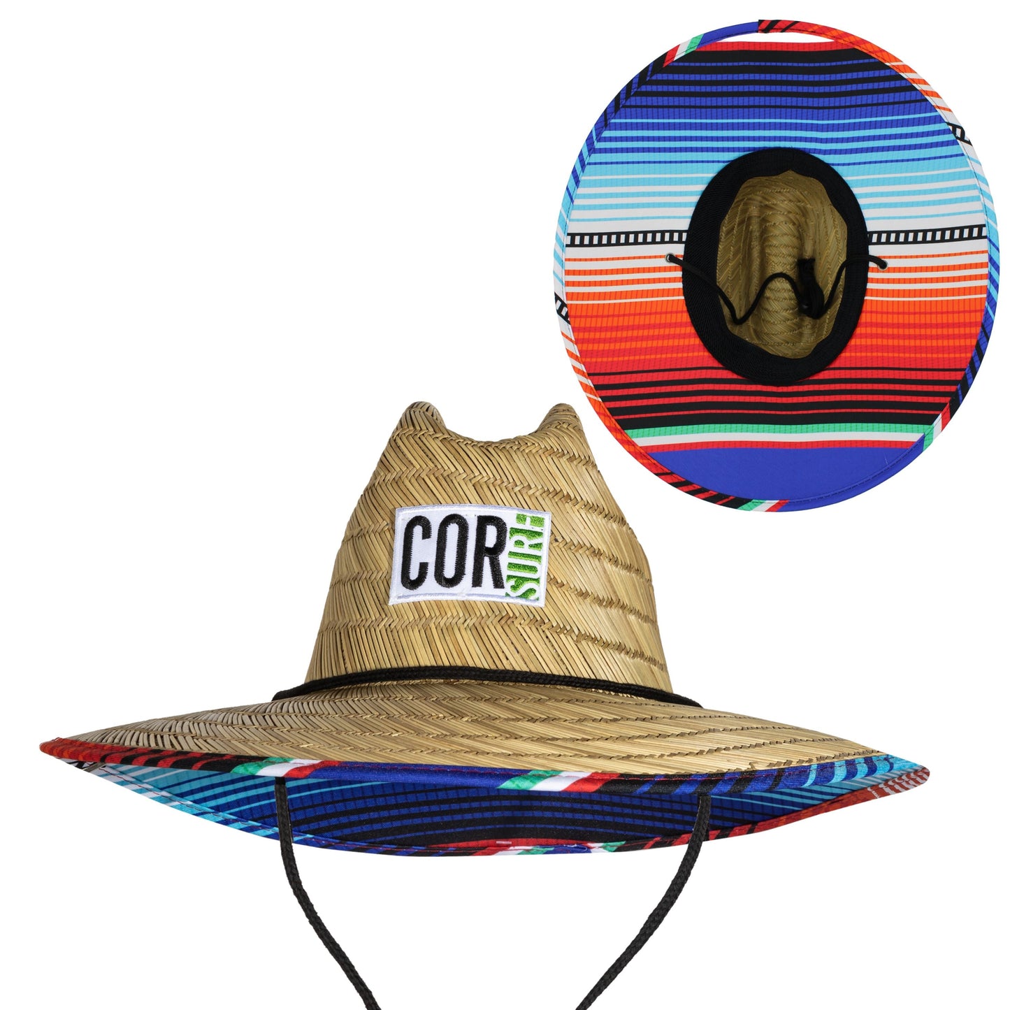 COR Surf Straw Lifeguard Sun Beach Hats for Adults - Sarape