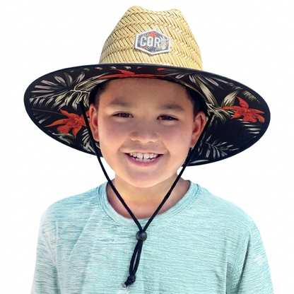 COR Surf Kids Straw Hat Summer Beach Hat for Boys and Girls - Kauai