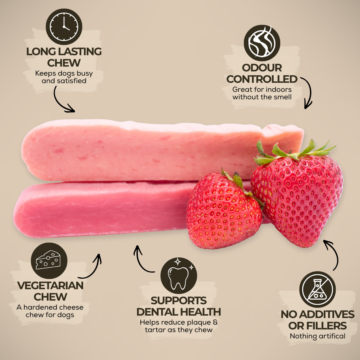 Bully Bunches - Strawberry Himalayan Yak Chew (MEDIUM)