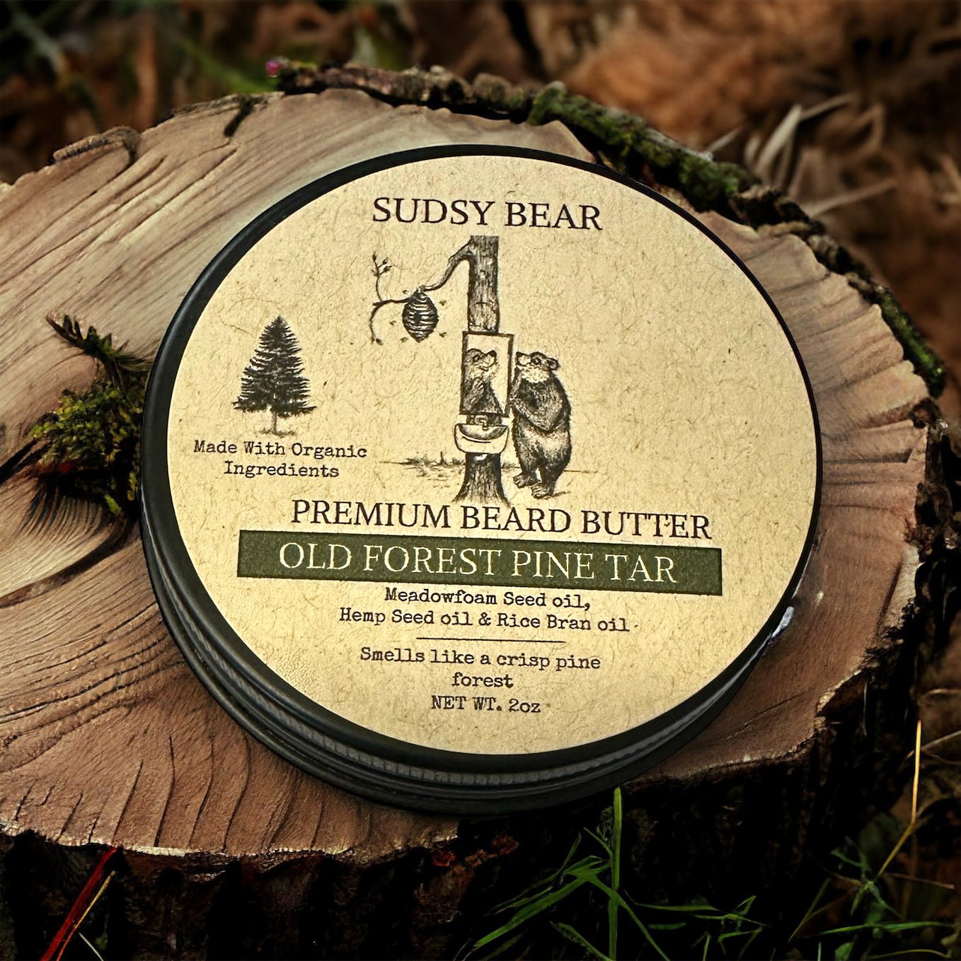 Sudsy Bear Old Forest Pine Tar - Premium Beard Butter - Angler's Pro Tackle & Outdoors