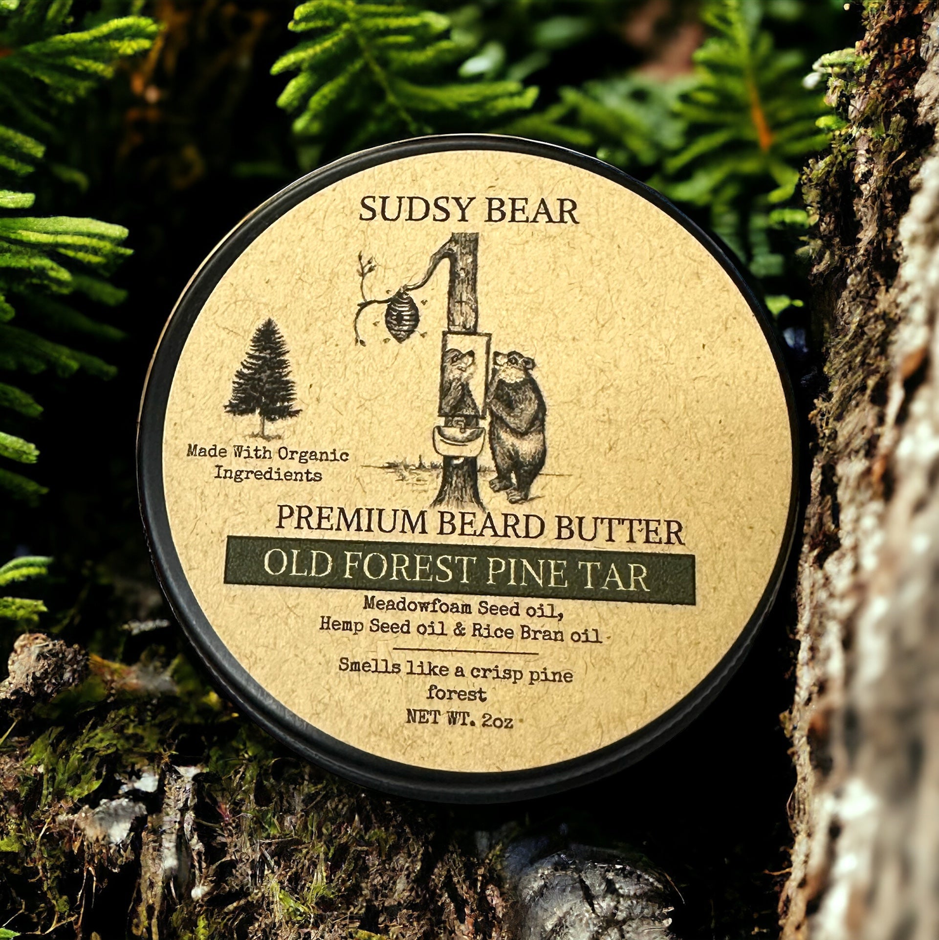 Sudsy Bear Old Forest Pine Tar - Premium Beard Butter - Angler's Pro Tackle & Outdoors