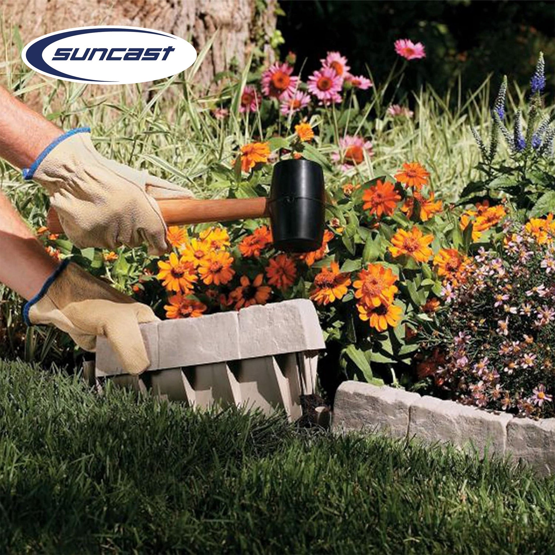 Suncast 10 Piece Landscape Design Border Decorative Rock Stone Edging (4 Pack) - Angler's Pro Tackle & Outdoors