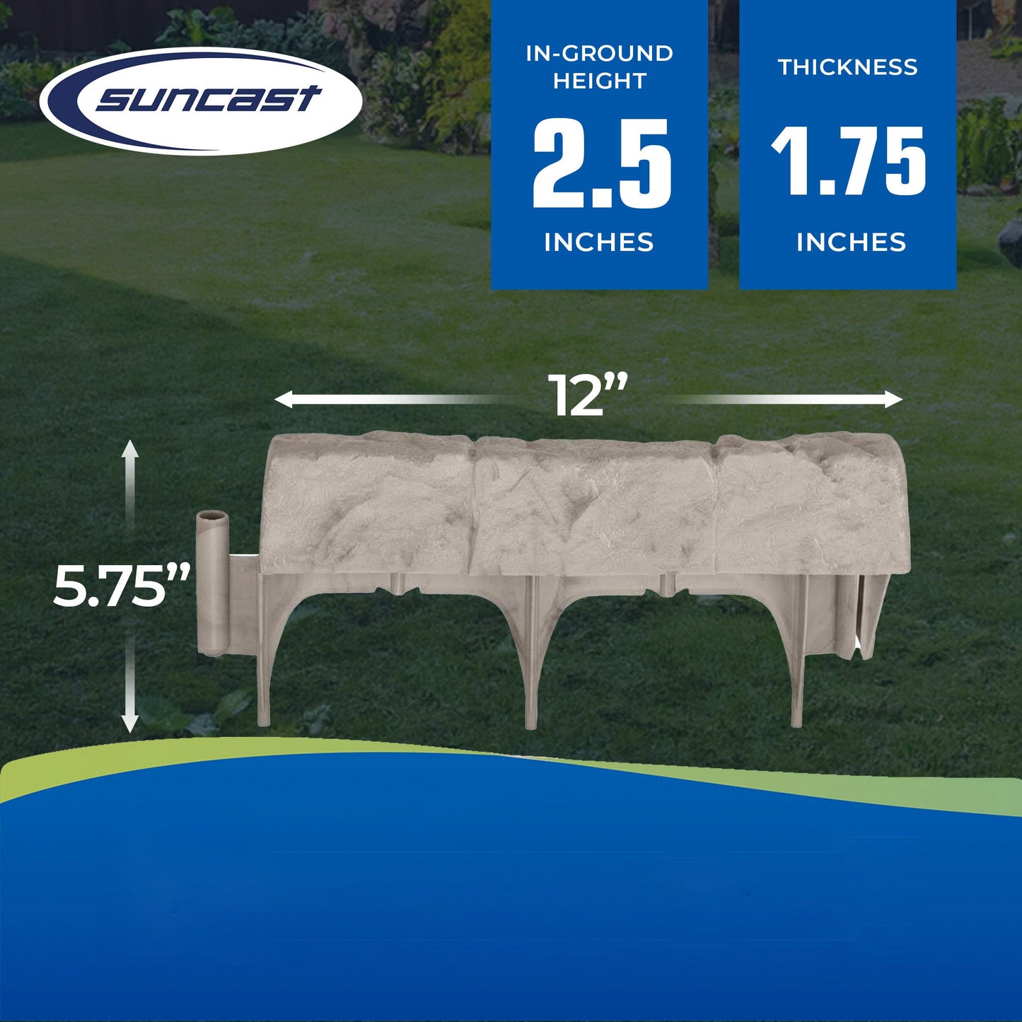 Suncast 10 Piece Landscape Design Border Decorative Rock Stone Edging (4 Pack) - Angler's Pro Tackle & Outdoors