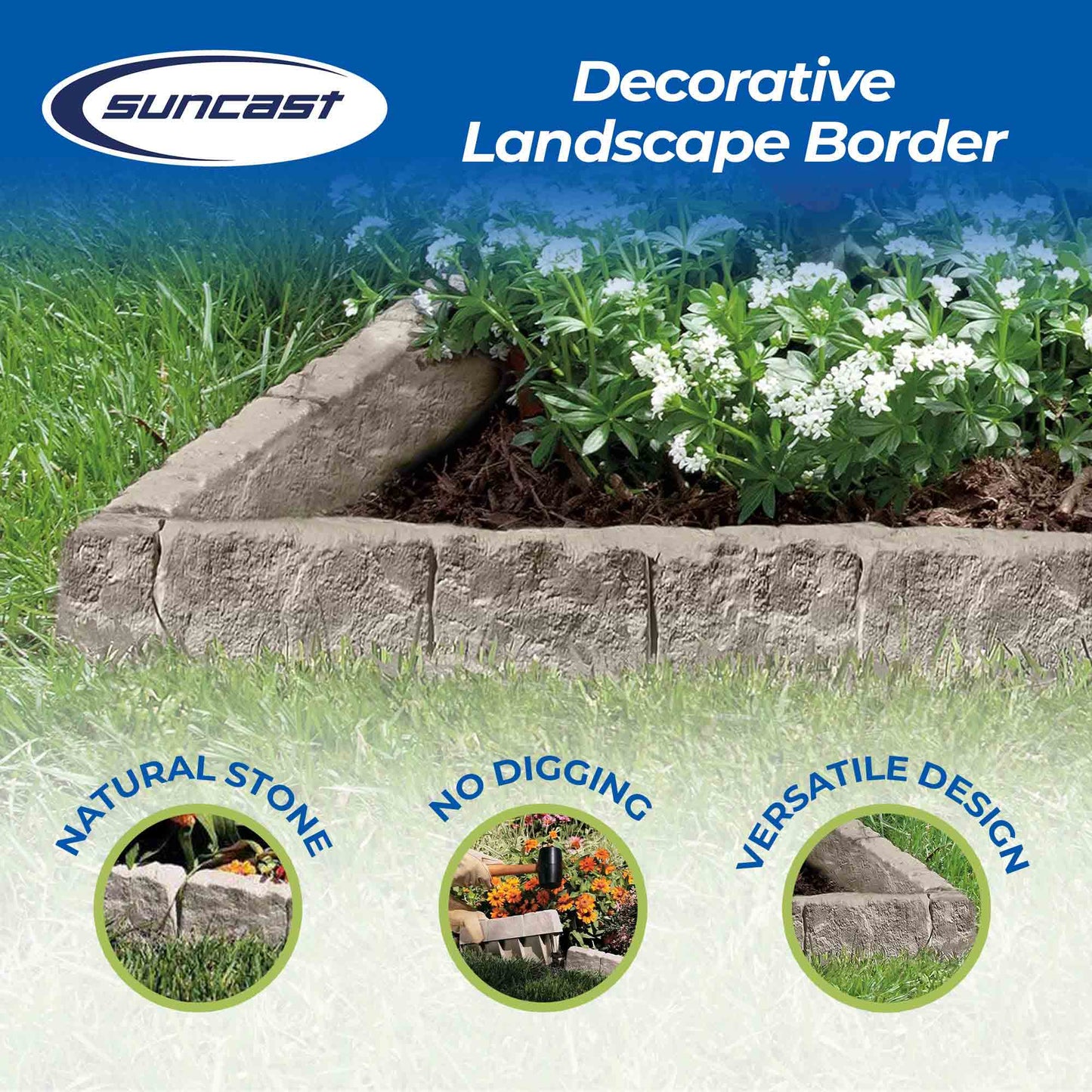 Suncast 10 Piece Landscape Design Border Decorative Rock Stone Edging (8 Pack) - Angler's Pro Tackle & Outdoors