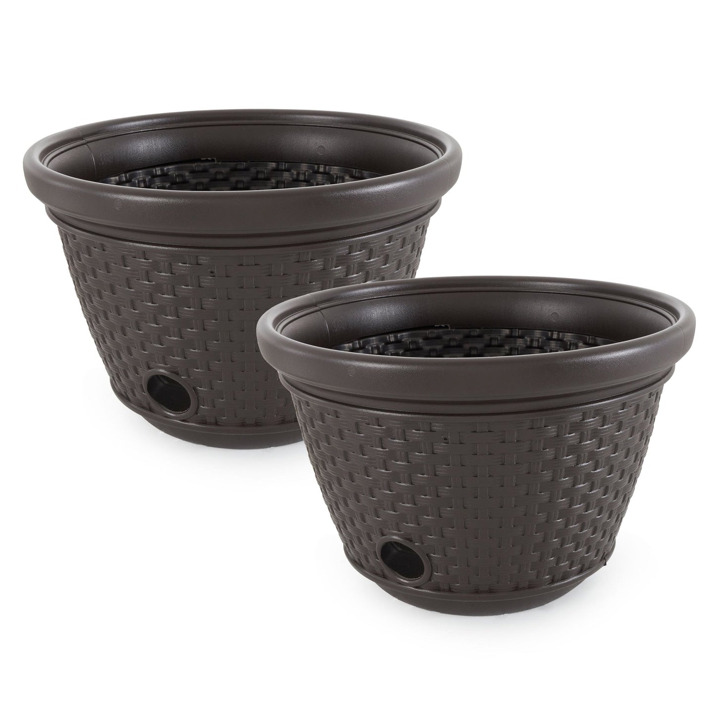 Suncast 100 Foot Resin Wicker Garden Water Hose Storage Holder Pot (2 Pack) - Angler's Pro Tackle & Outdoors