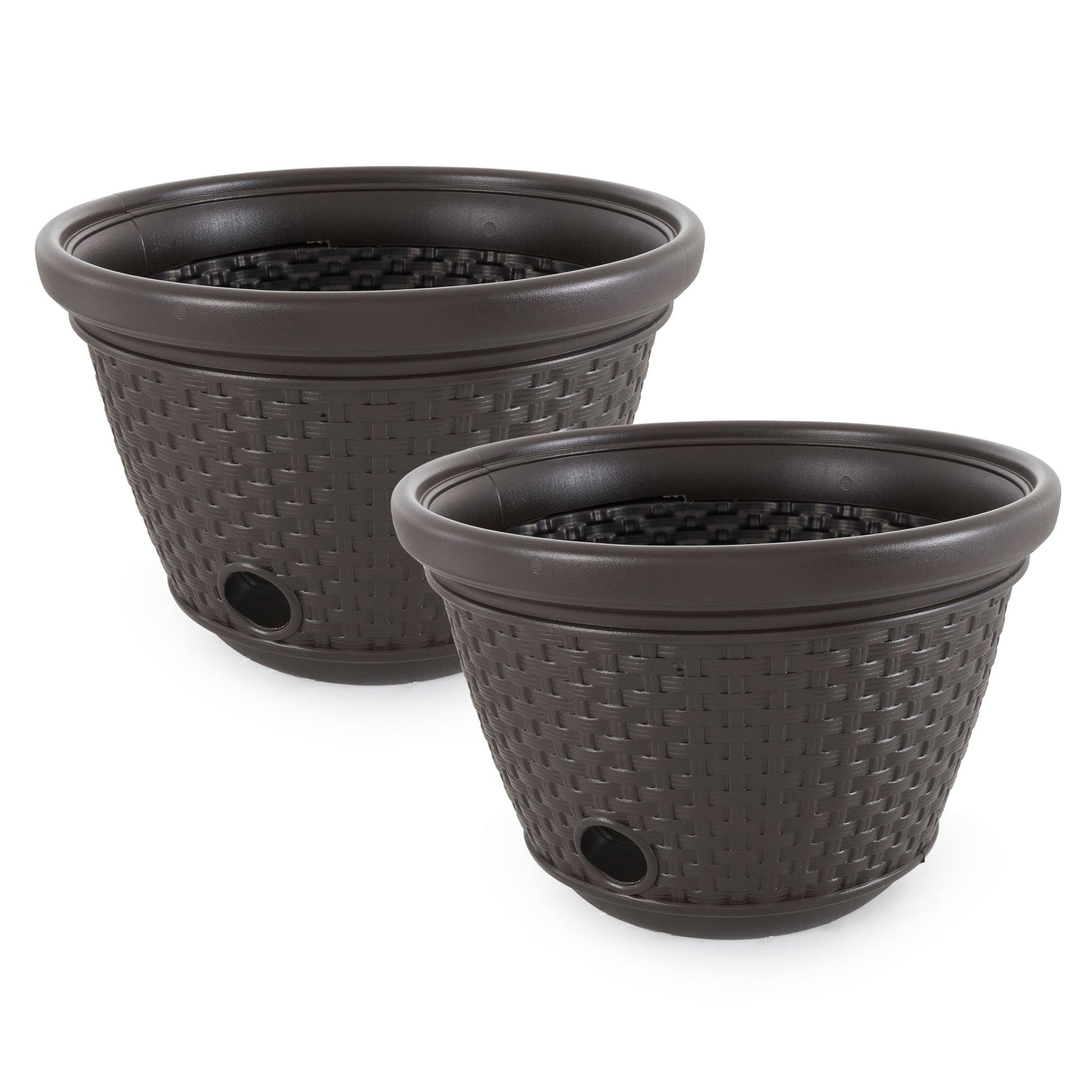 Suncast 100 Foot Resin Wicker Garden Water Hose Storage Holder Pot (2 Pack) - Angler's Pro Tackle & Outdoors