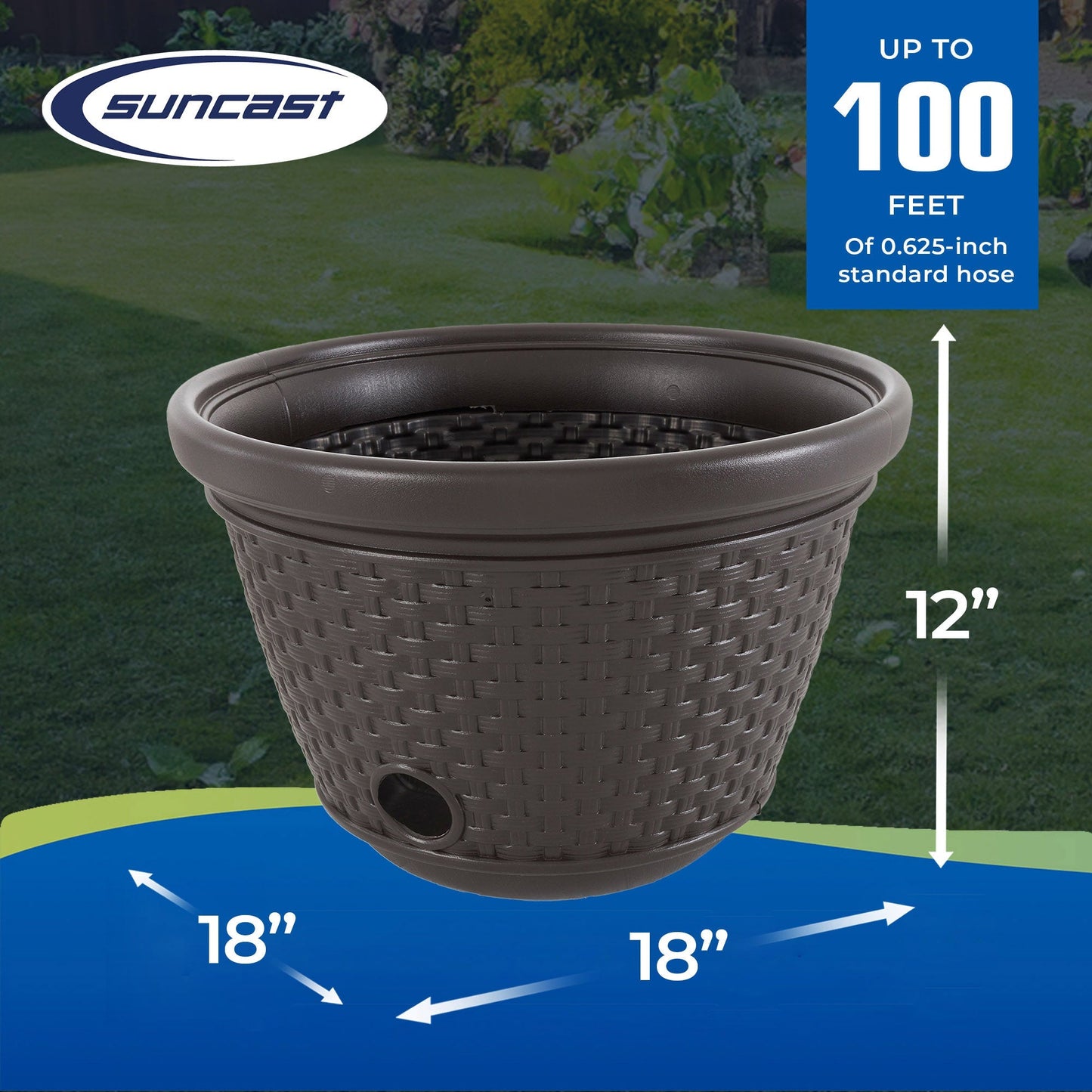 Suncast 100 Foot Resin Wicker Garden Water Hose Storage Holder Pot (2 Pack) - Angler's Pro Tackle & Outdoors
