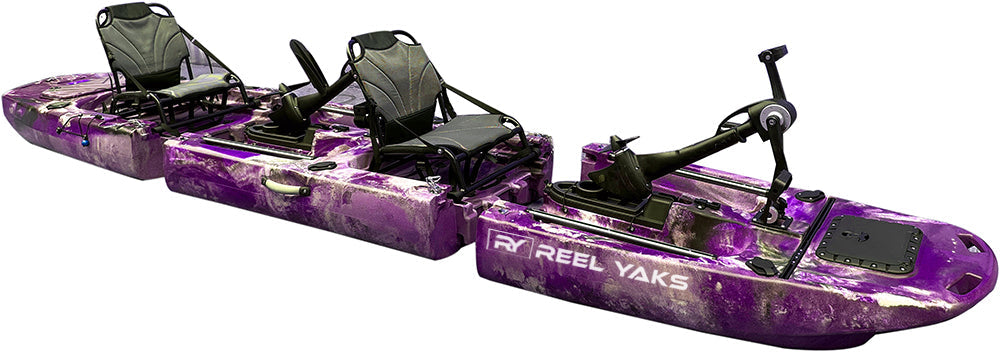 ReelYaks 14ft Raider Tandem & Solo Modular Propeller Drive Pedal Fishing Kayak | 530lbs Capacity | 3 Piece