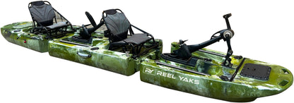 ReelYaks 14ft Raider Tandem & Solo Modular Propeller Drive Pedal Fishing Kayak | 530lbs Capacity | 3 Piece