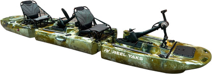 ReelYaks 14ft Raider Tandem & Solo Modular Propeller Drive Pedal Fishing Kayak | 530lbs Capacity | 3 Piece