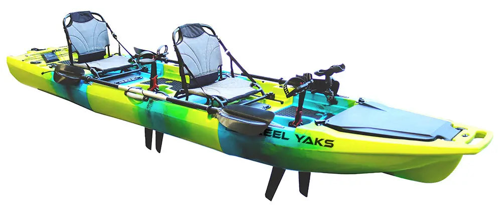 ReelYaks 13.8ft Rocket Fin Drive Tandem & Solo Modular Fishing Kayak | Fin Drive | 550lbs Capacity | 3 Piece