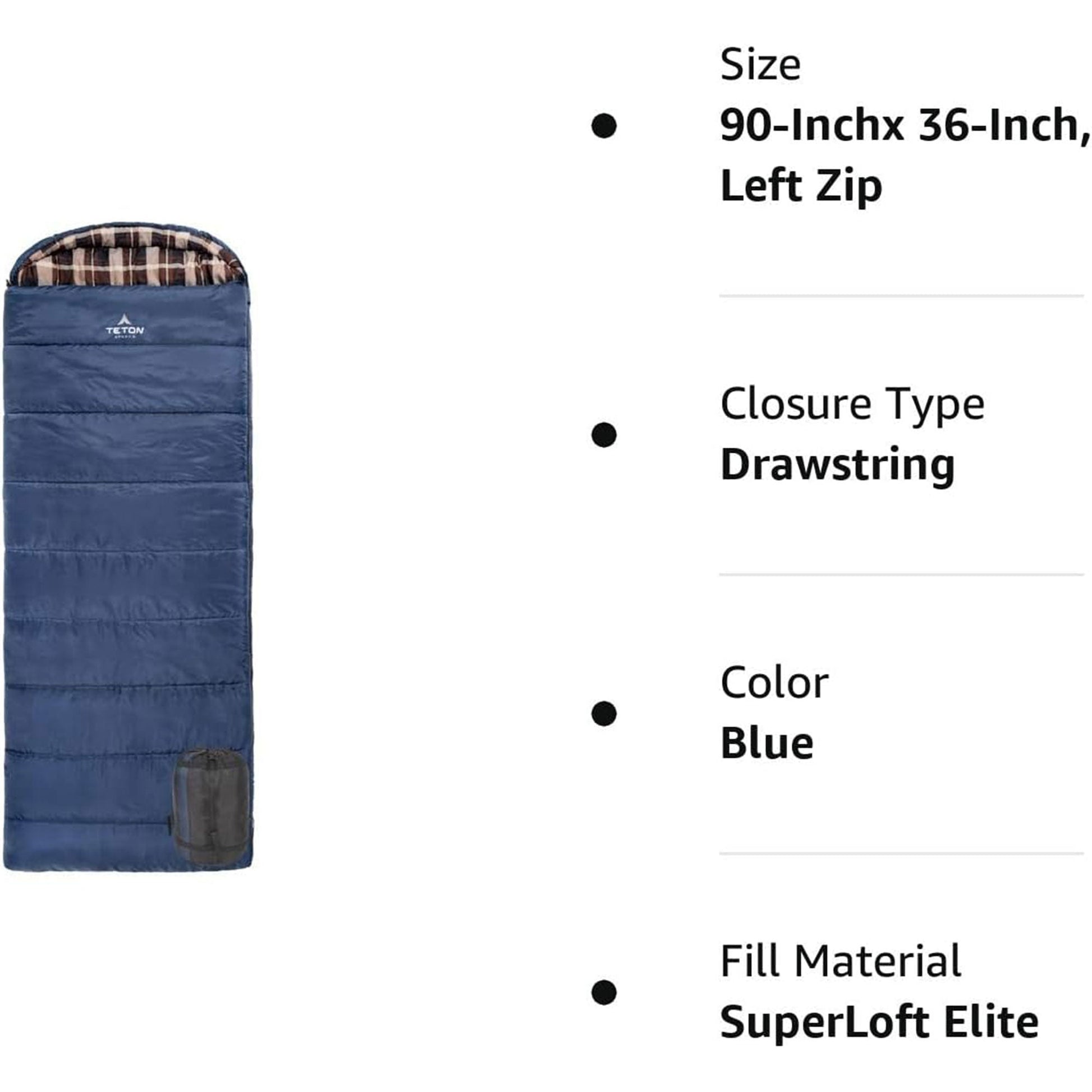 TETON Sports Celsius XL - 25 Degree Left Zipper Sleeping Bag for Camping, Blue - Angler's Pro Tackle & Outdoors