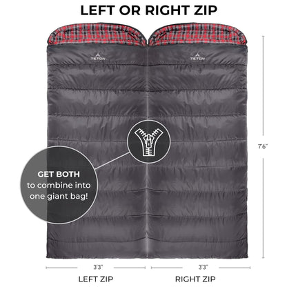 TETON Sports Celsius XXL 0 Degree Left Zipper Sleeping Bag for Camping, Gray - Angler's Pro Tackle & Outdoors