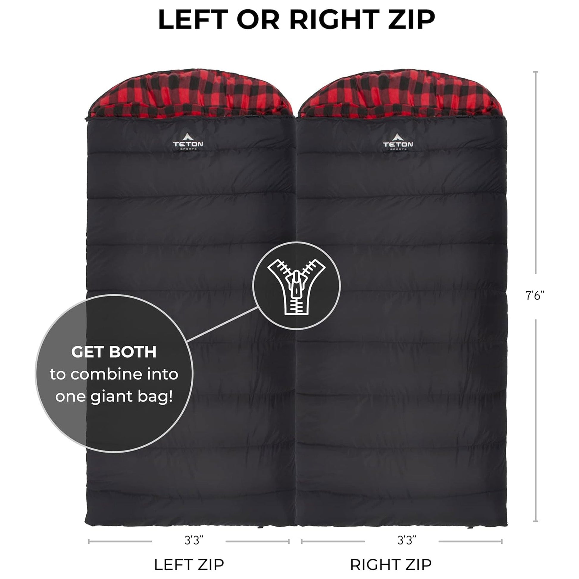 TETON Sports Celsius XXL 0 Degree Right Zipper Sleeping Bag for Camping, Black - Angler's Pro Tackle & Outdoors