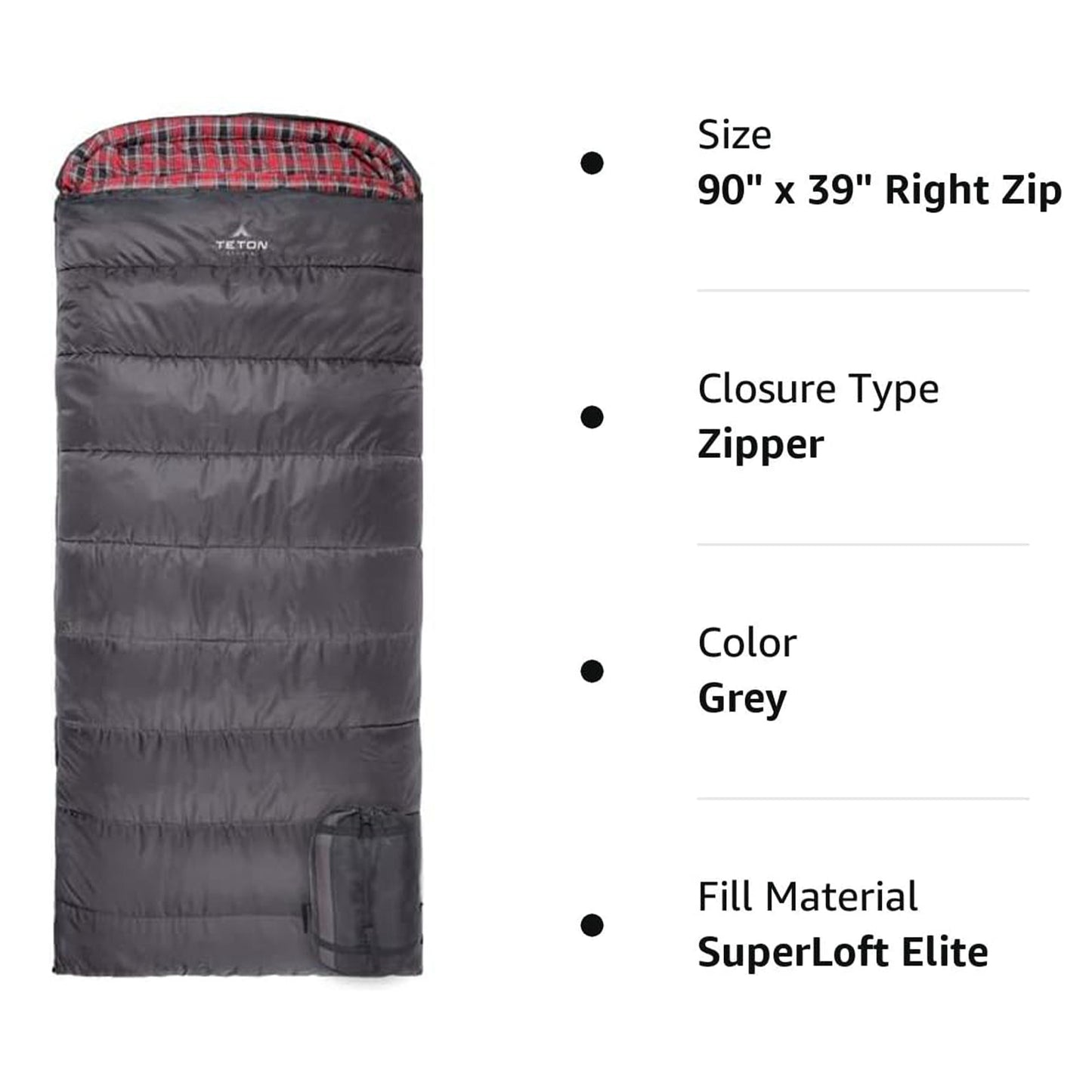 TETON Sports Celsius XXL 0 Degree Right Zipper Sleeping Bag for Camping, Gray - Angler's Pro Tackle & Outdoors