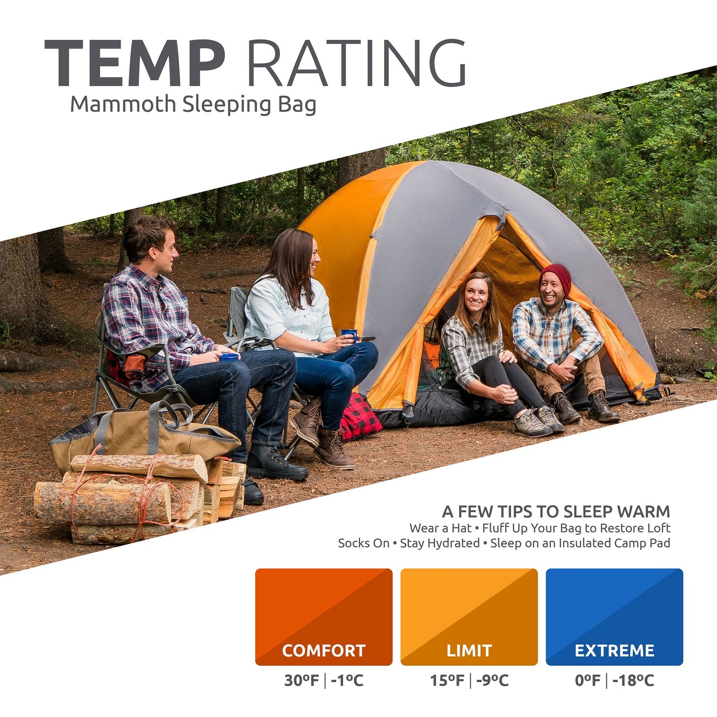 TETON Sports Mammoth 0 Degree Warm Sleeping Bags for Camping & Base Camp, Orange - Angler's Pro Tackle & Outdoors