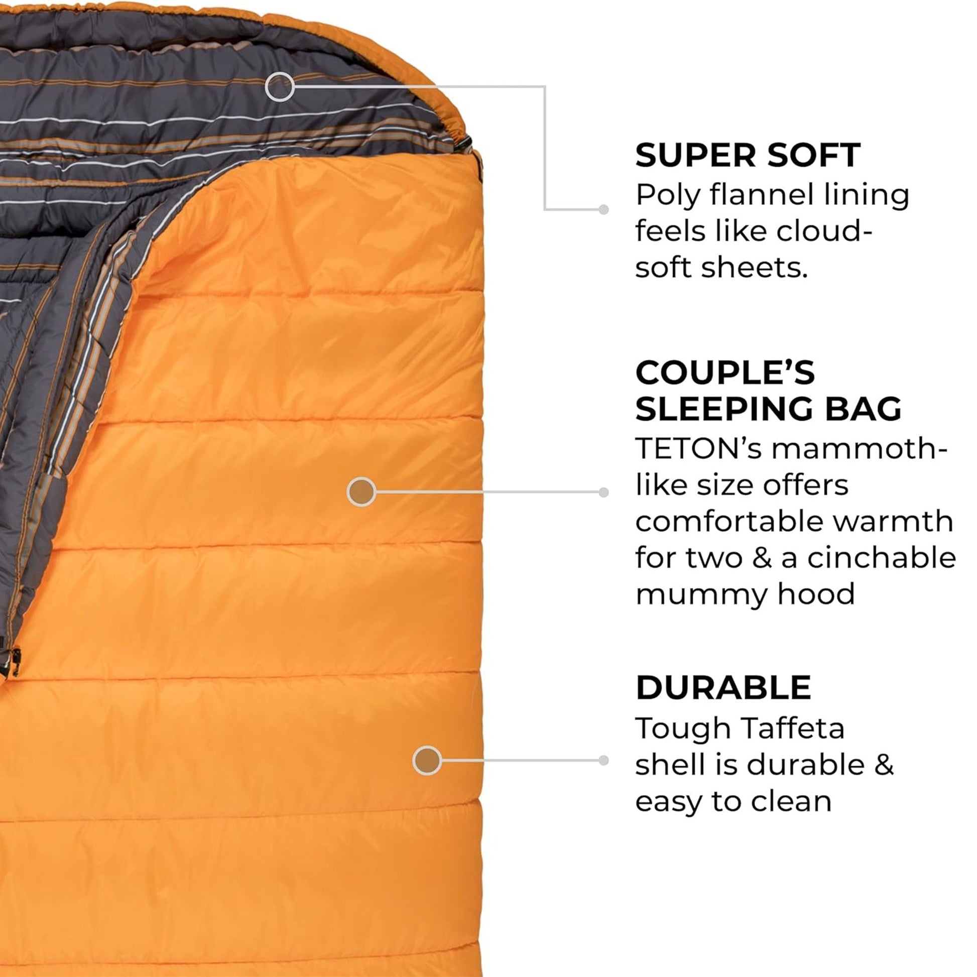 TETON Sports Mammoth 0 Degree Warm Sleeping Bags for Camping & Base Camp, Orange - Angler's Pro Tackle & Outdoors