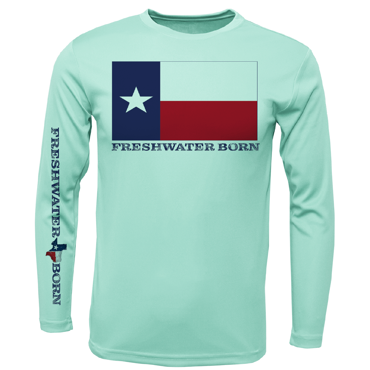 Texas Flag Freshwater Born Boy's Long Sleeve UPF 50+ Dry - Fit Shirt - Angler's Pro Tackle & Outdoors