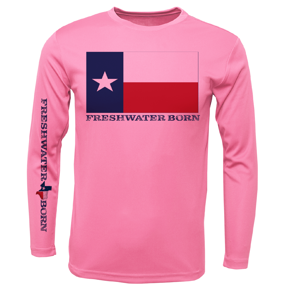 Texas Flag Freshwater Born Girl's Long Sleeve UPF 50+ Dry - Fit Shirt - Angler's Pro Tackle & Outdoors