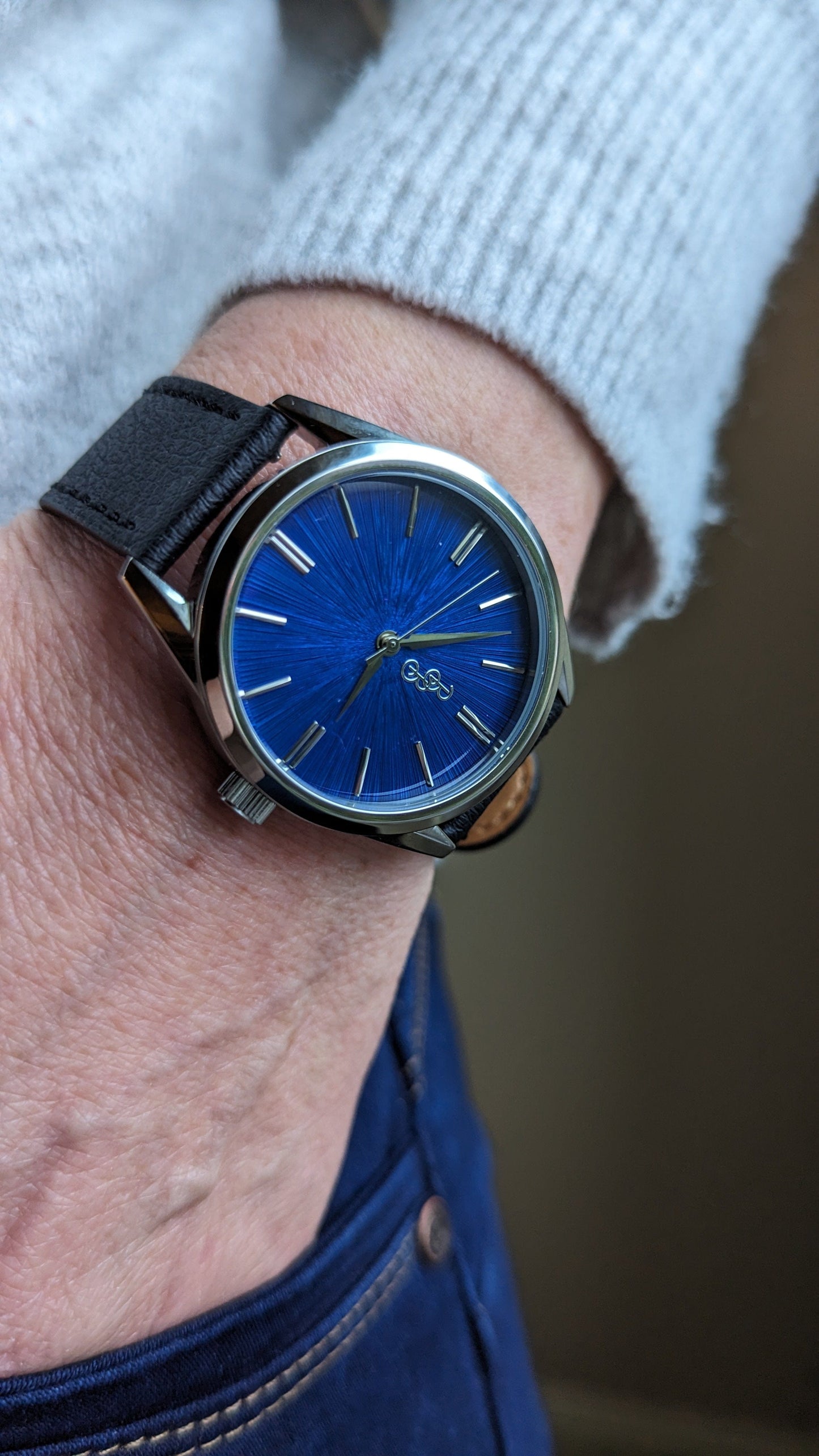 Beyond Boring Watch Co. Blue Sunburst Watch