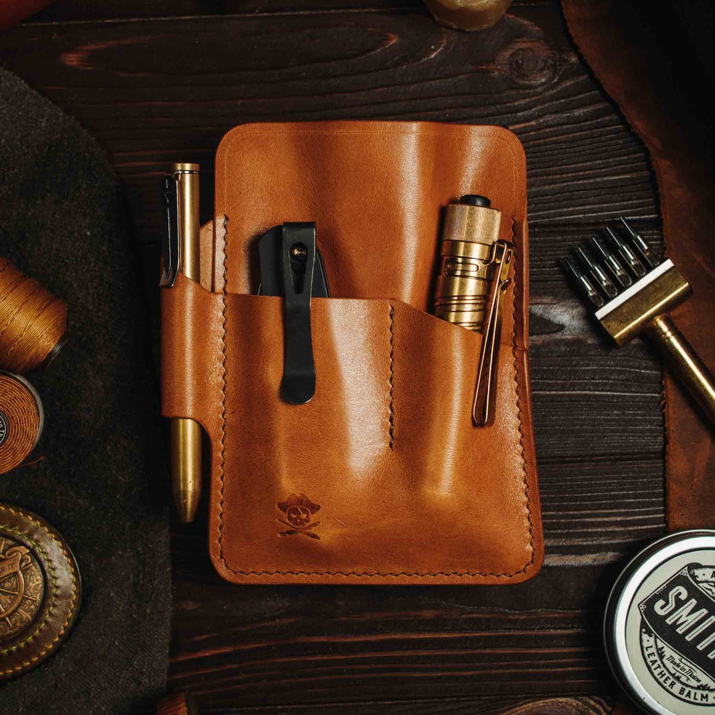 Pirate Goods Large Pocket Organizer - First Mate Fatty | Leather Pocket Carrier | Multi-tool