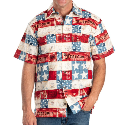 The Flag Shirt Co - Men's Freedom Patriotic Hawaiian Shirt - Angler's Pro Tackle & Outdoors