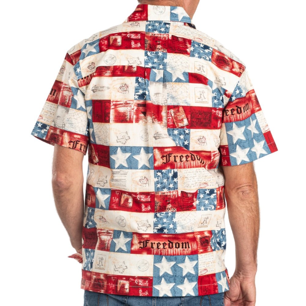 The Flag Shirt Co - Men's Freedom Patriotic Hawaiian Shirt - Angler's Pro Tackle & Outdoors