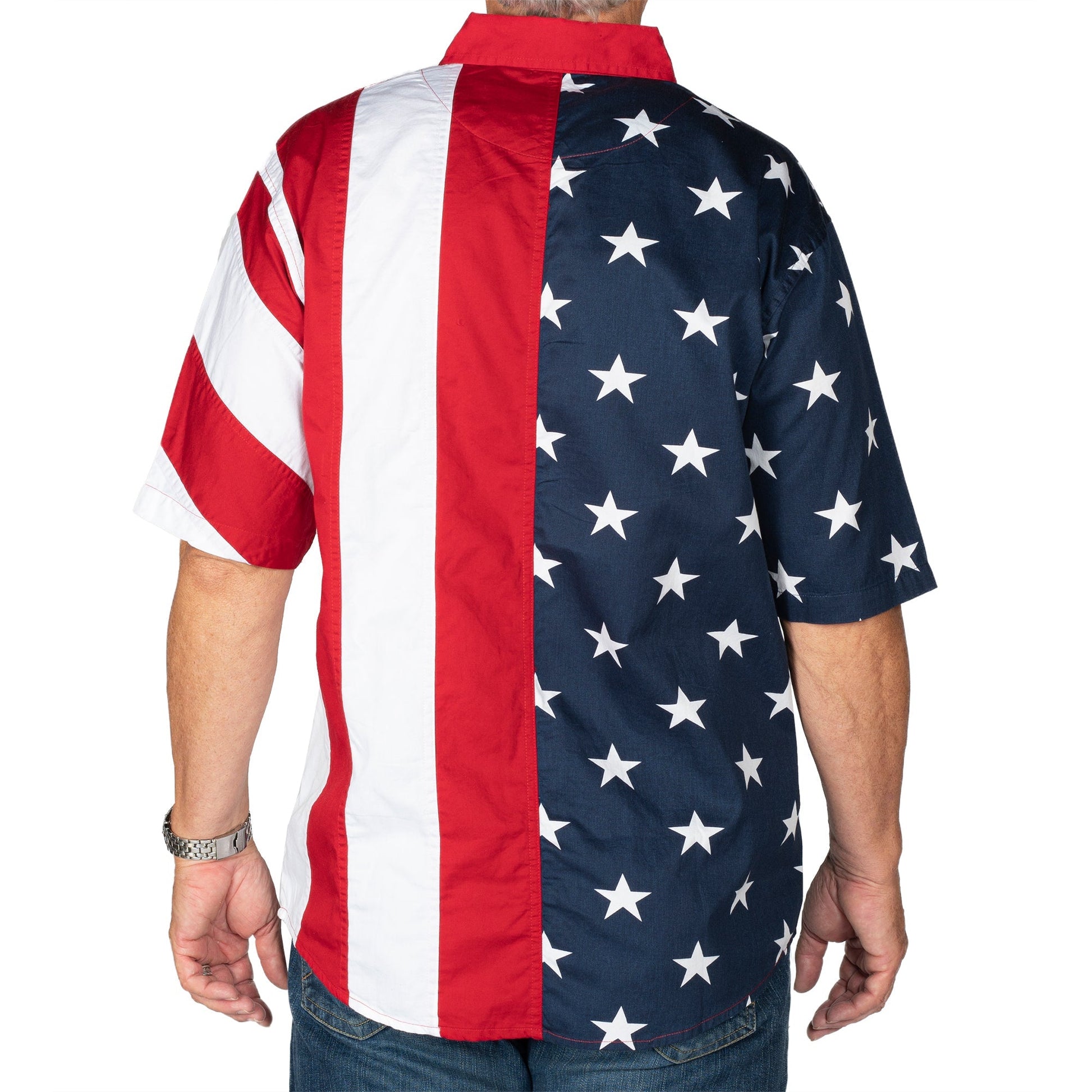 The Flag Shirt Co - Men's Stars & Stripes 100% Cotton Button-Up Shirt - Angler's Pro Tackle & Outdoors