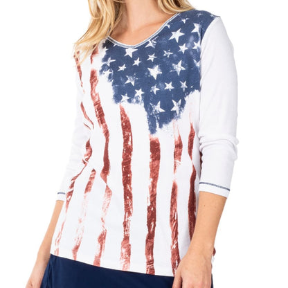 The Flag Shirt Co - Women's Old Glory 3/4 Sleeve Top - Angler's Pro Tackle & Outdoors