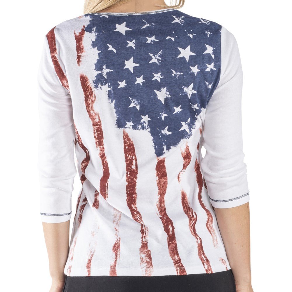 The Flag Shirt Co - Women's Old Glory 3/4 Sleeve Top - Angler's Pro Tackle & Outdoors