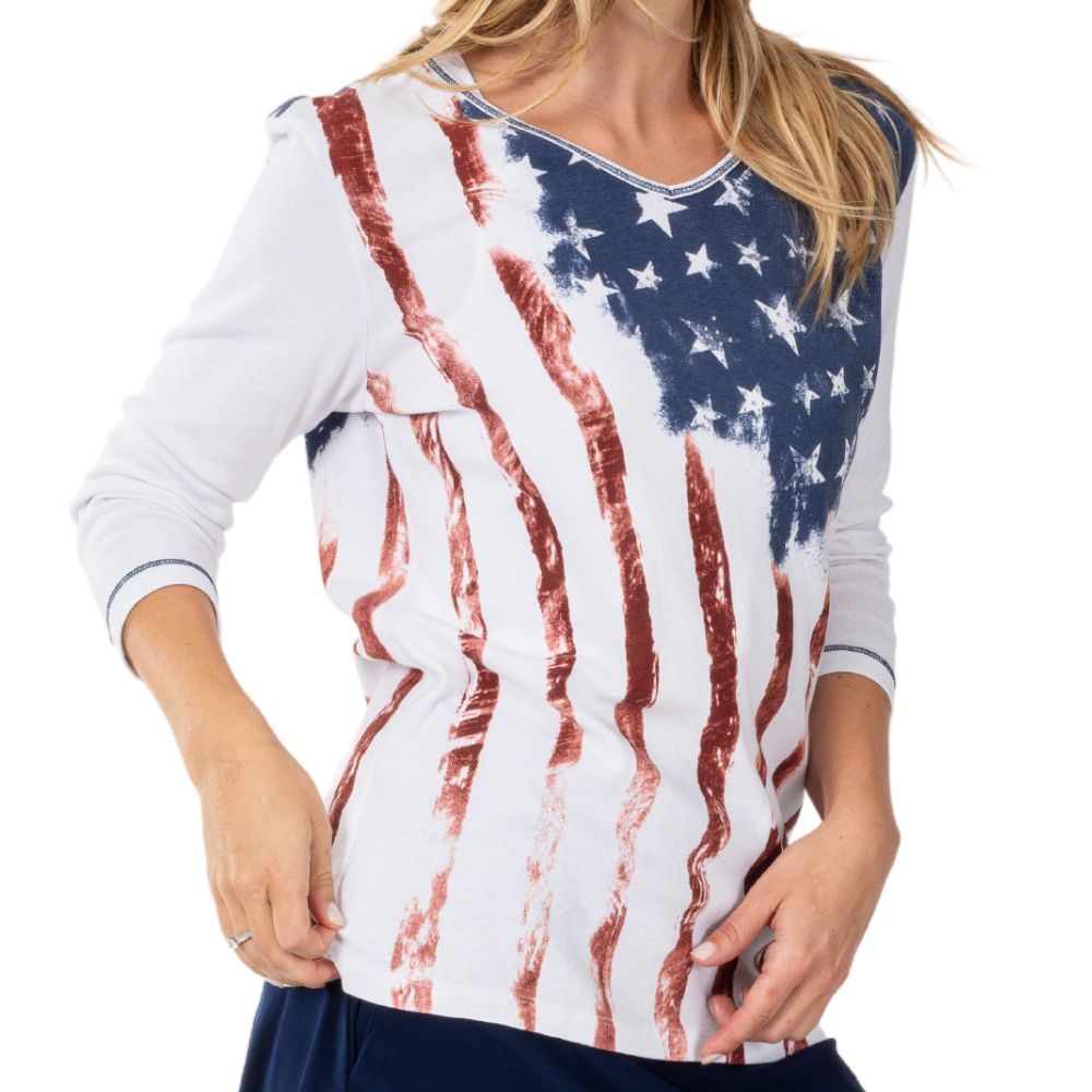 The Flag Shirt Co - Women's Old Glory 3/4 Sleeve Top - Angler's Pro Tackle & Outdoors