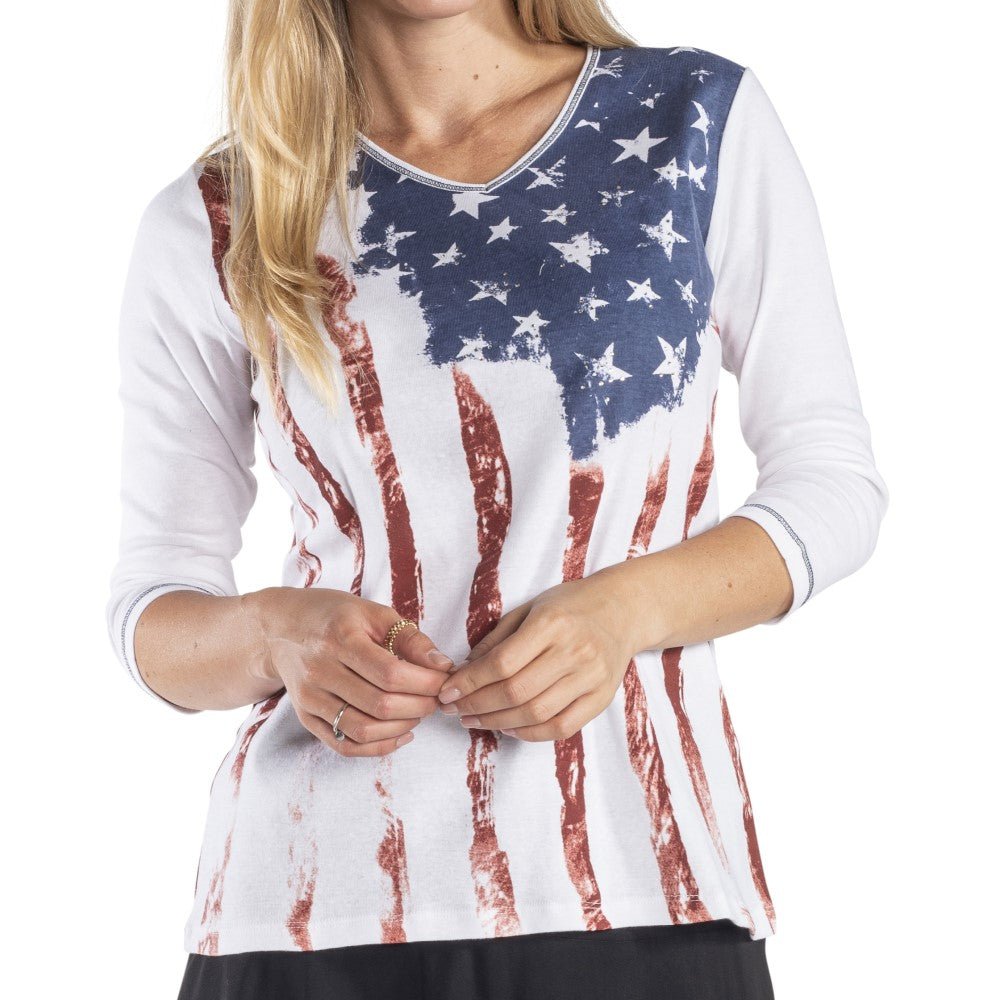 The Flag Shirt Co - Women's Old Glory 3/4 Sleeve Top - Angler's Pro Tackle & Outdoors