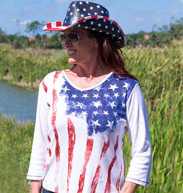 The Flag Shirt Co - Women's Old Glory 3/4 Sleeve Top - Angler's Pro Tackle & Outdoors