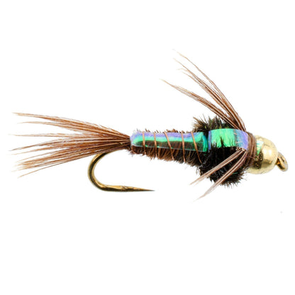 The Fly Fishing Place 3 Pack Barbless Bead Head Flashback Pheasant Tail Nymph Flies Hook Size 12 - Angler's Pro Tackle & Outdoors