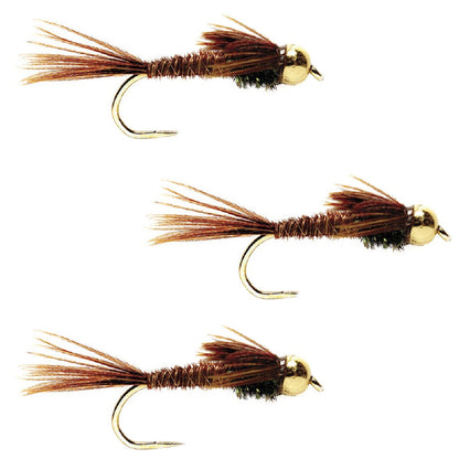The Fly Fishing Place 3 Pack Barbless Bead Head Pheasant Tail Nymph Fly Hook Size 10 - Angler's Pro Tackle & Outdoors