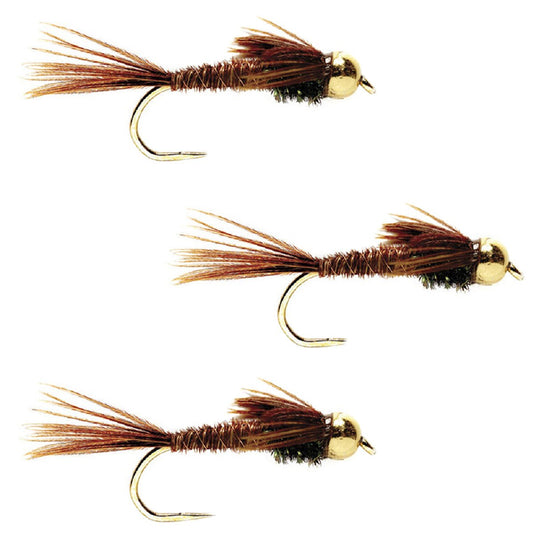 The Fly Fishing Place 3 Pack Barbless Bead Head Pheasant Tail Nymph Fly Hook Size 18 - Angler's Pro Tackle & Outdoors