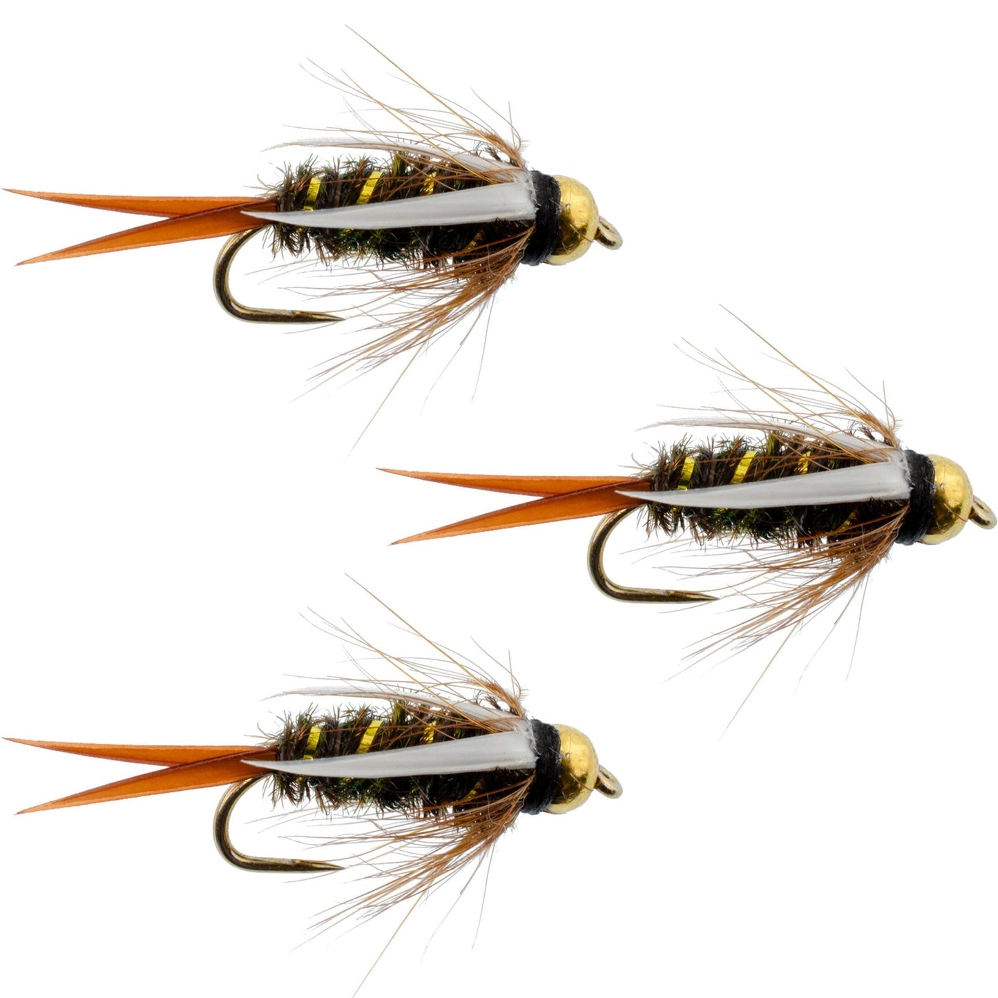 The Fly Fishing Place 3 Pack Barbless Bead Head Prince Nymph Fly Fishing Flies - Hook Size 12 - Angler's Pro Tackle & Outdoors