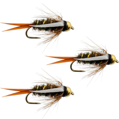 The Fly Fishing Place 3 Pack Barbless Bead Head Prince Nymph Fly Fishing Flies - Hook Size 12 - Angler's Pro Tackle & Outdoors