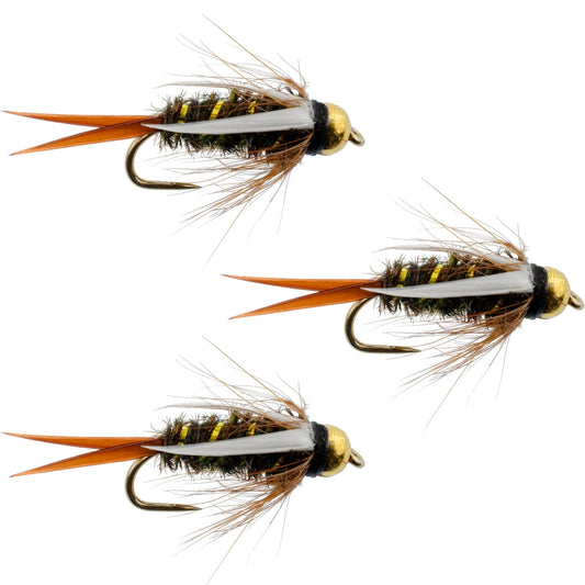 The Fly Fishing Place 3 Pack Barbless Bead Head Prince Nymph Fly Fishing Flies - Hook Size 14 - Angler's Pro Tackle & Outdoors