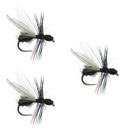 The Fly Fishing Place 3 Pack Barbless Black Fur Flying Ant Terrestrial Trout Dry Fly Fishing Flies - Hook Size 14 - Angler's Pro Tackle & Outdoors