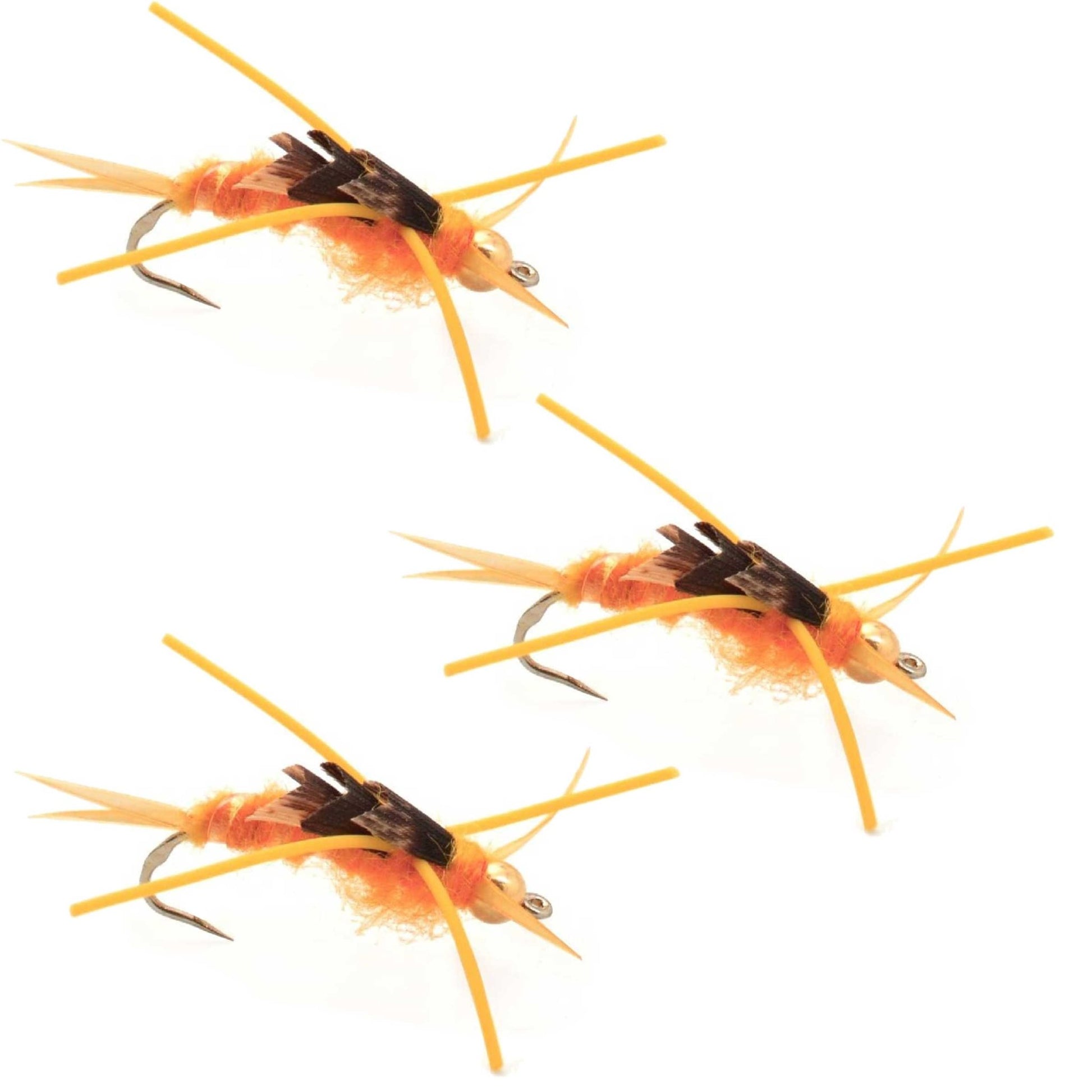 The Fly Fishing Place 3 Pack Barbless Gold Bead Kaufmann's Golden Stone Fly with Rubber Legs - Stonefly Wet Fly - Hook Size 8 - Angler's Pro Tackle & Outdoors