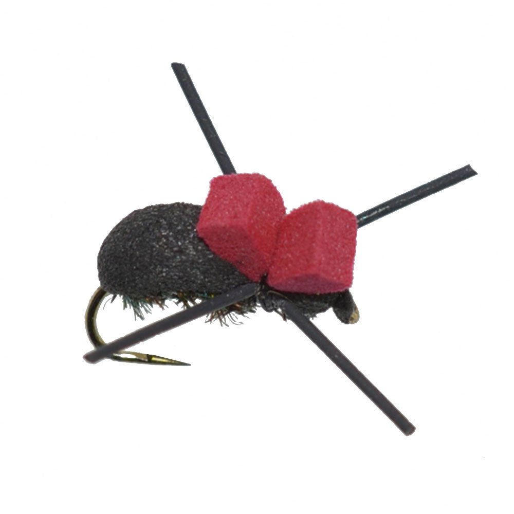 The Fly Fishing Place 3 Pack Barbless Red Top Black Foam Beetle Terrestrial Trout Dry Fly Fishing Flies - Hook Size 14 - Angler's Pro Tackle & Outdoors