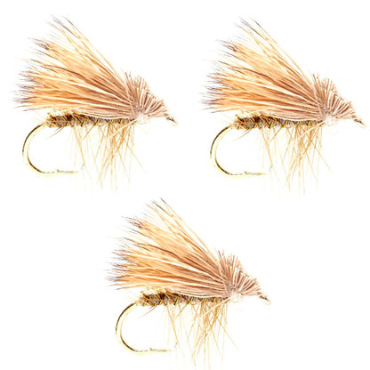 The Fly Fishing Place 3 Pack Barbless Yellow Elk Hair Caddis Classic Trout Dry Flies Size 12 - Angler's Pro Tackle & Outdoors