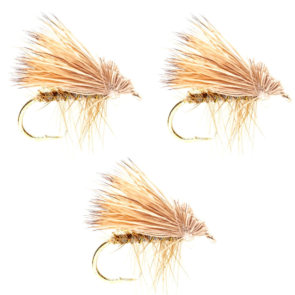 The Fly Fishing Place 3 Pack Barbless Yellow Elk Hair Caddis Classic Trout Dry Flies Size 16 - Angler's Pro Tackle & Outdoors