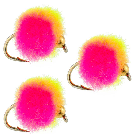 The Fly Fishing Place 3 Pack Bead Head Clown Egg Fly Fishing Flies - Hook Size 16 - Angler's Pro Tackle & Outdoors